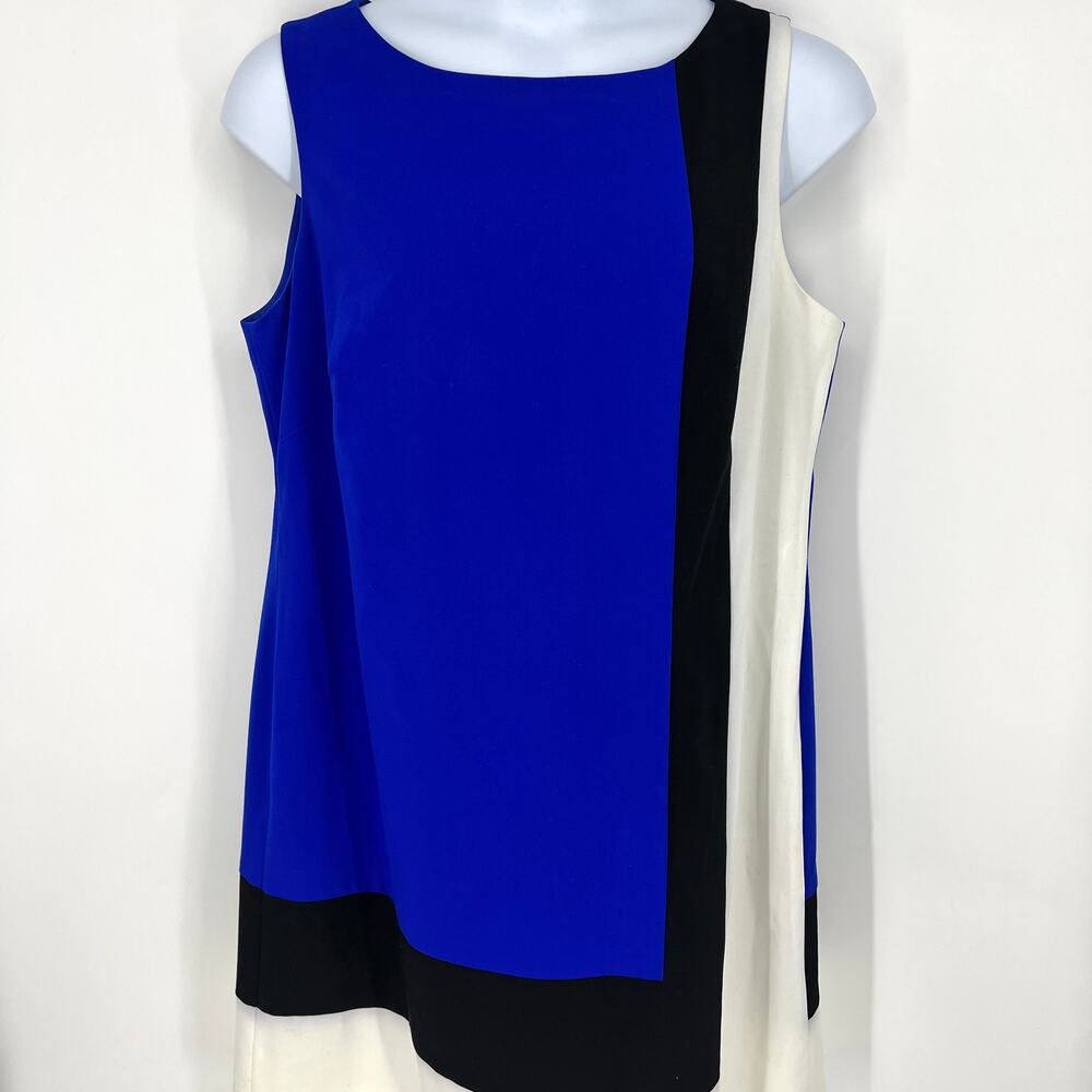 Vintage Lauren Ralph Lauren Womens Color Block Blue Black Dress Plus Size 18W